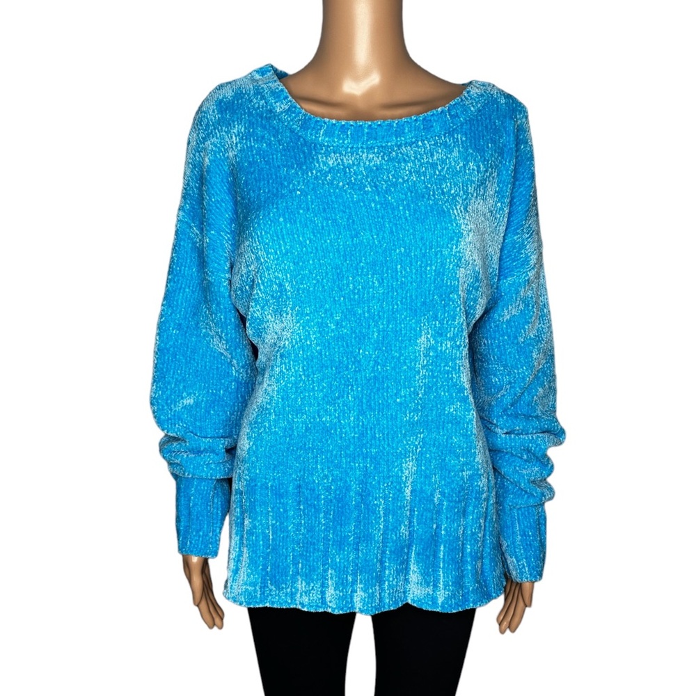 Seven7 women blue long sleeve crewneck sweater size L